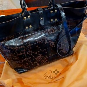 Patricia Nash Analia Top Handle Crossbody Tote Black Laser Map